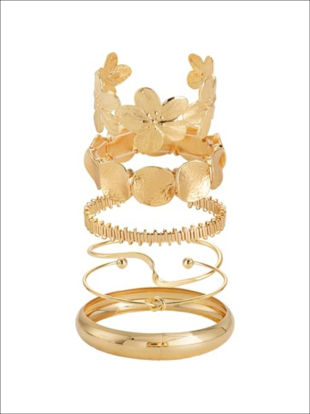 6pc Boho Bangle Bracelet Set Open Cuff Stackable